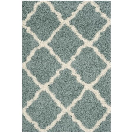 Safavieh Dallas Shag Power Loomed Rectangle Rug- Light Blue - Ivory- 6 x 9 ft. SGD257C-6
